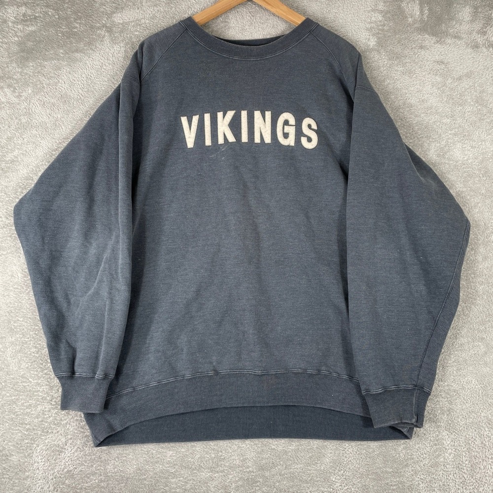 Vintage Minnesota Vikings Sweatshirt Mens XL Blue Spell Out Crewneck 90s Y2K NFL